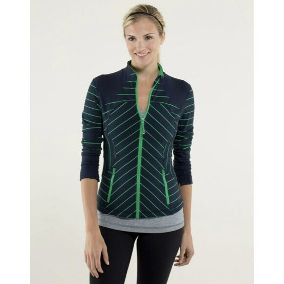 Lululemon Tops - Lululemon Forme Jacket *Cuffins Slalom Stripe Inkwell Size 4 EUC